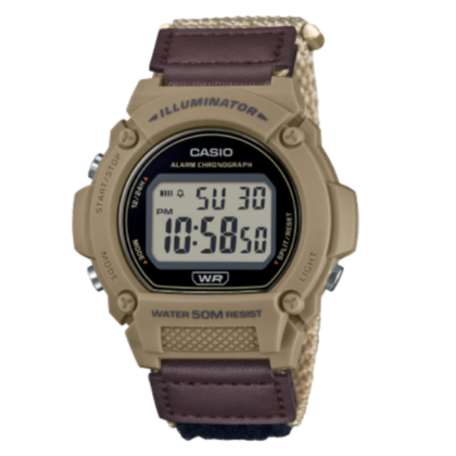 Casio General W-219HB-5AV Brown Cloth Band Digital Men Watch
